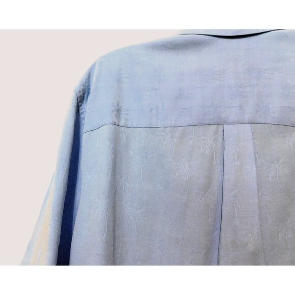 Jos A Bank Tropical Shirt Mens M Blue Casual Hawaiian Palm Tree Short Slv Pocket - Picture 6 of 7